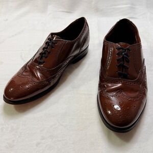 Hanover Wingtip Oxford MasterFlex Brown Leather Brogue USA Made Mens 8.5 C‎